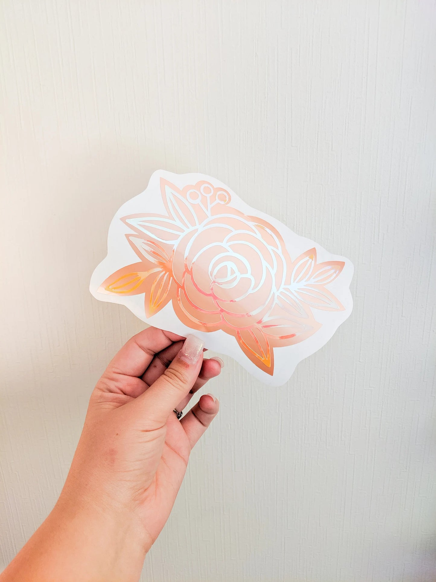 Layered Floral Line Art Roses Vinyl Decal