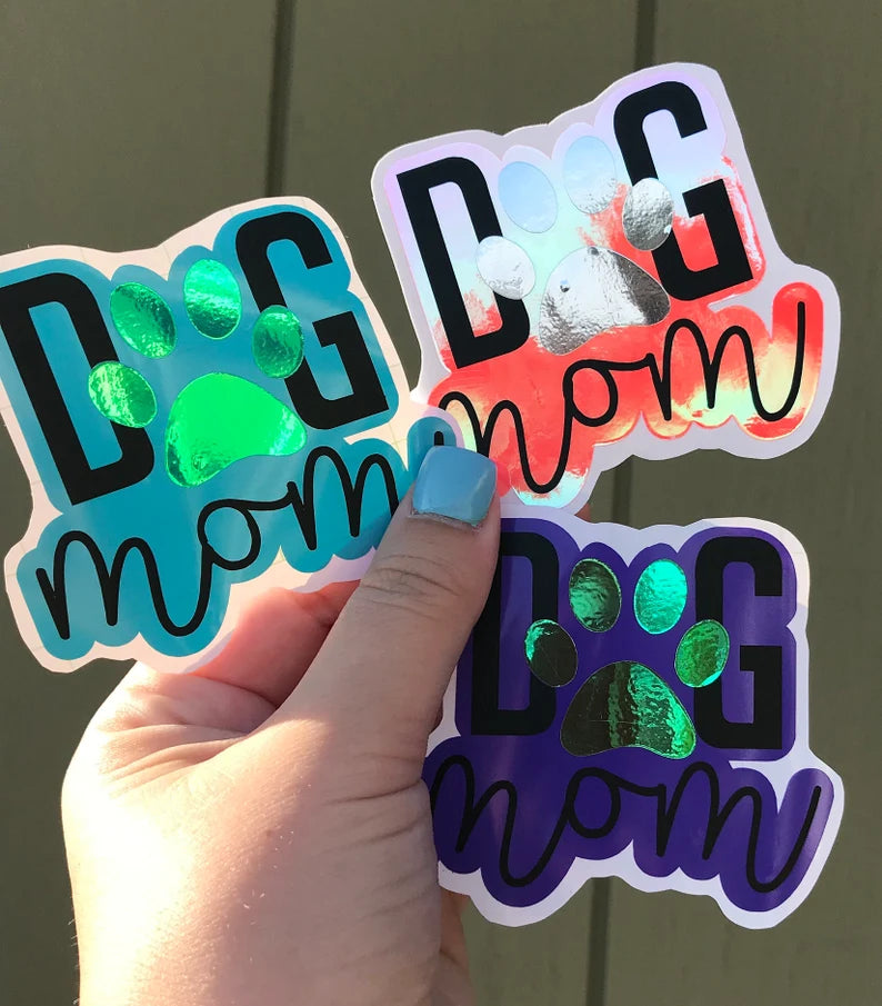 Dog Mom with Paw Print Decal