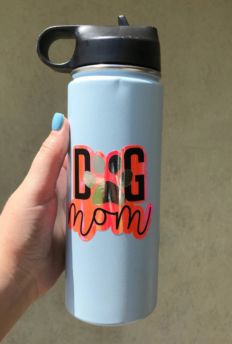 Dog Mom with Paw Print Decal