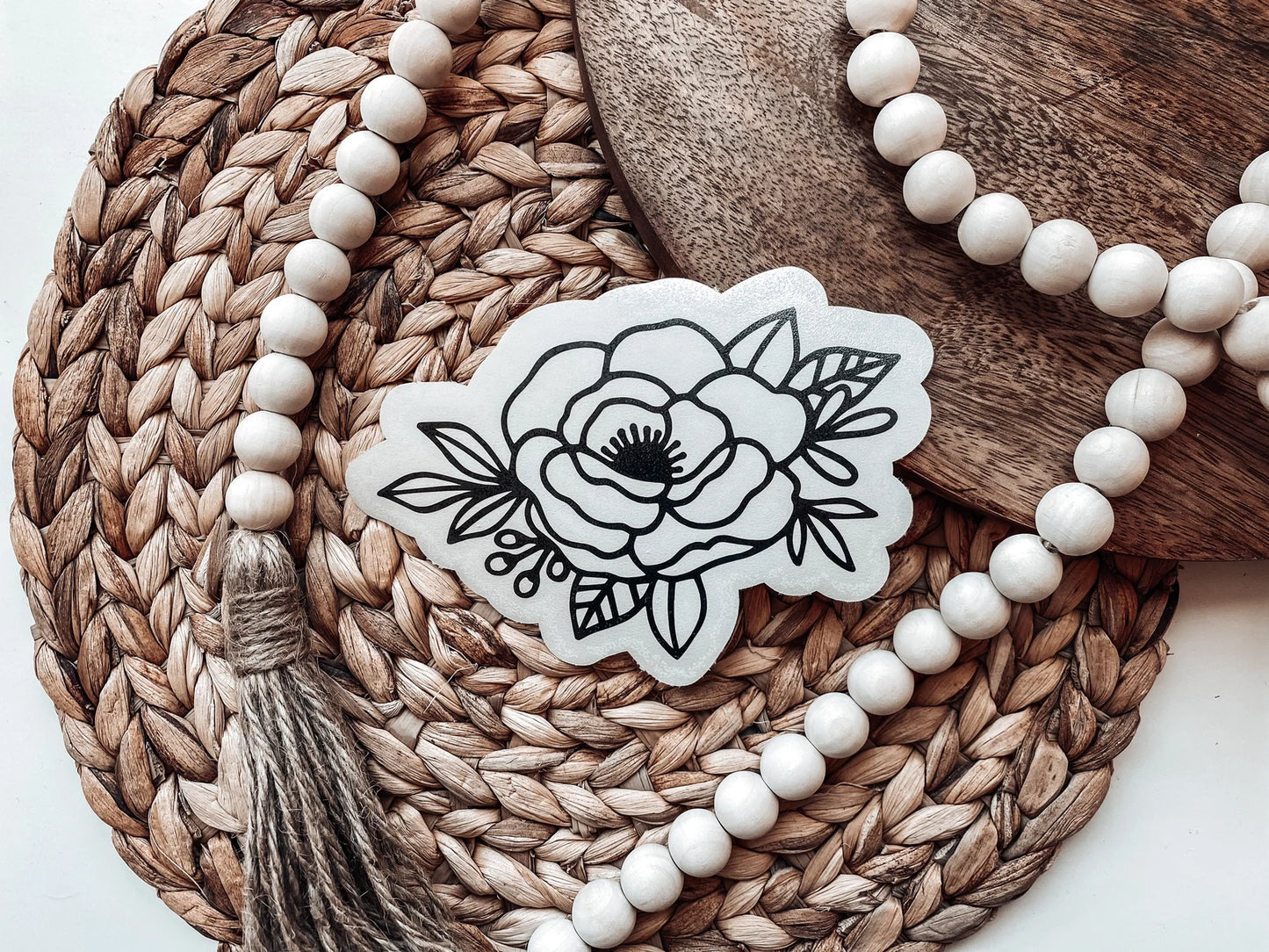 Floral Line Art Vinyl Decal