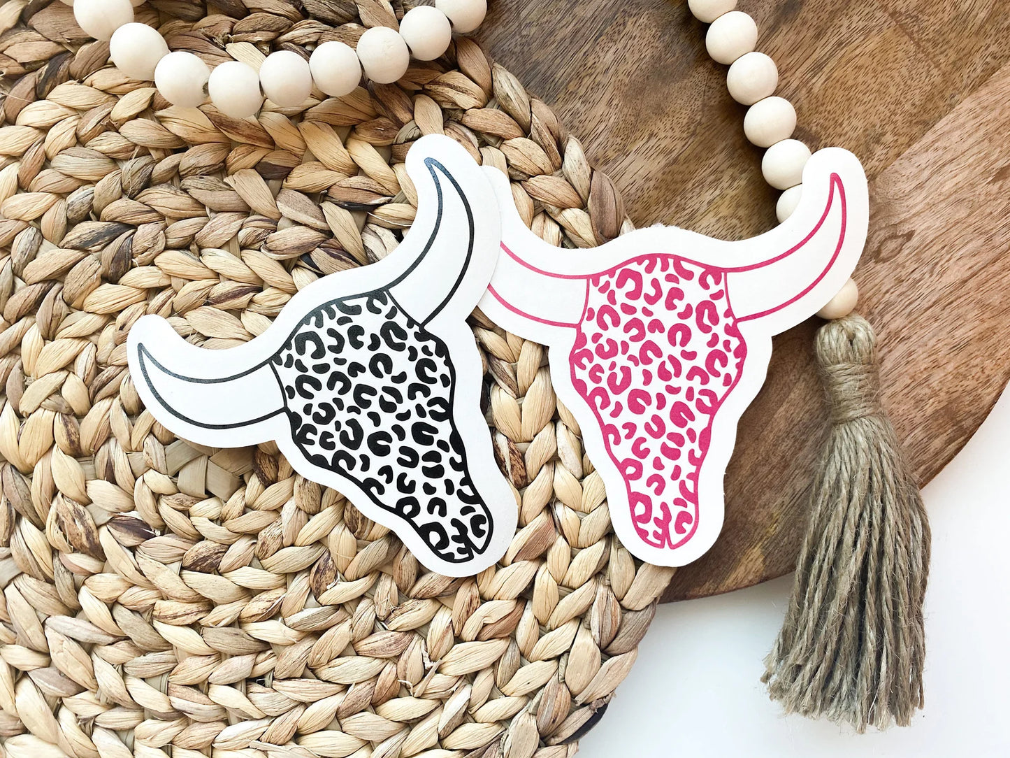 Leopard Sugar Cow Skull Decal