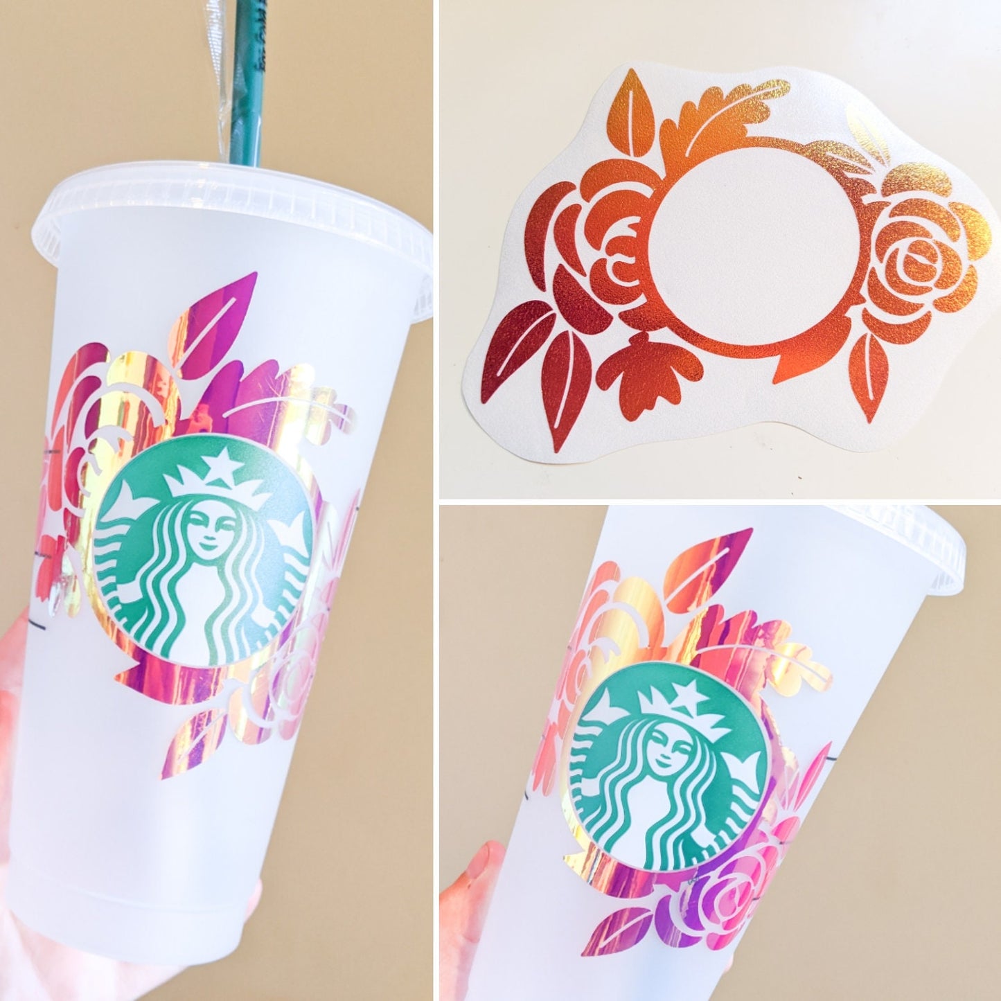 RING Only - Floral Ring decal for Starbucks Reusable Cold Cups Vinyl Decal