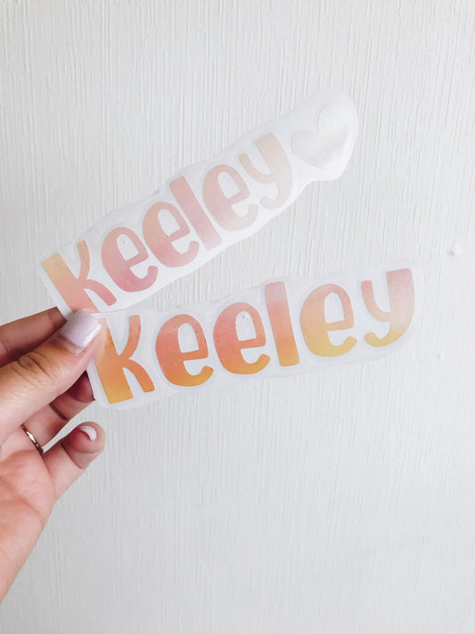 Keeley Font Personalized Name Decal