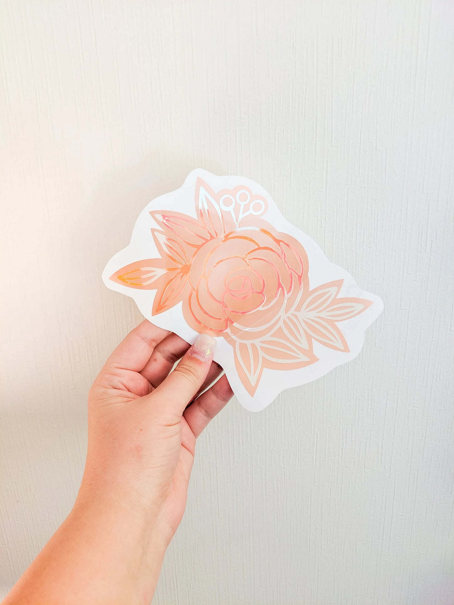 Layered Floral Line Art Roses Vinyl Decal
